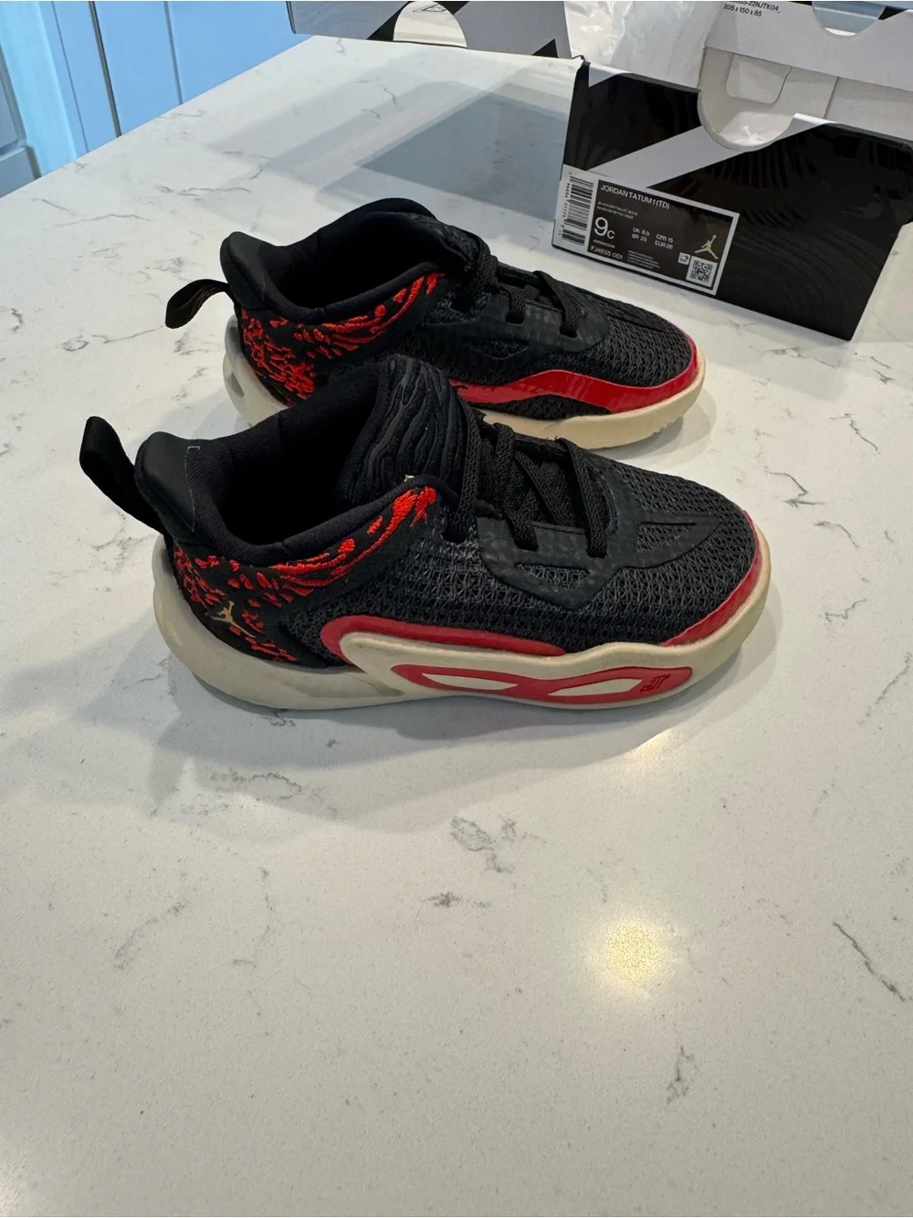 Jordan Tatum 1 GS Zoo Basketball Shoes Toddler Boys size 9C Black Red FJ4655-001